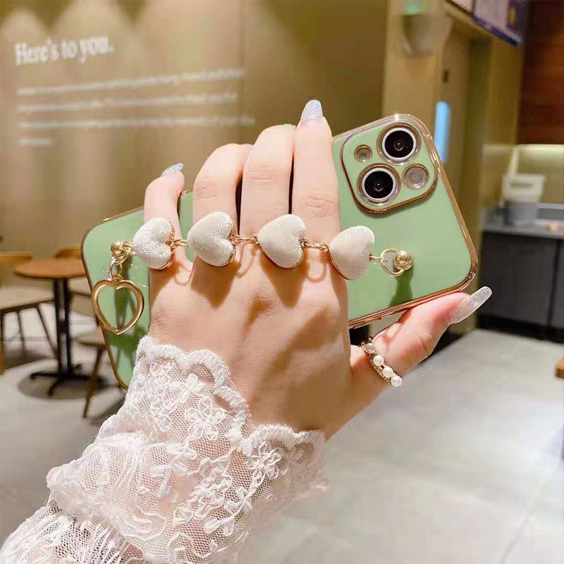 Ốp Điện Thoại Sang Trọng Có Dây Đeo Tay Trái Tim Cho Vivo y17s Y51 2020 Y31 2021 Y53s Y21 Y21s Y33s Y72 5G T1 Y71T