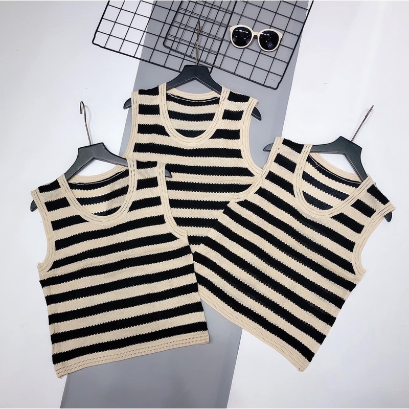 Áo ba lỗ nữ len dệt kim lỗ QC 3 màu hot hit