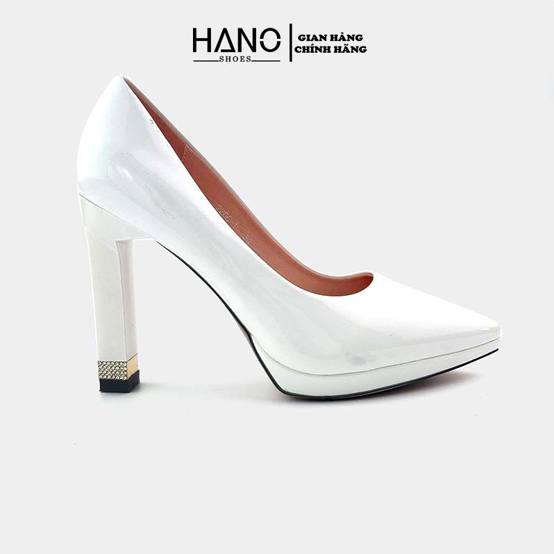 Giày Cao Gót Sang Chảnh Đế vuông Mũi Nhọn Gót đá 10cm Đế đúp 2 màu Trắng Đen Chuẩn Quảng Châu Cao cấp HANO - CG0210 '