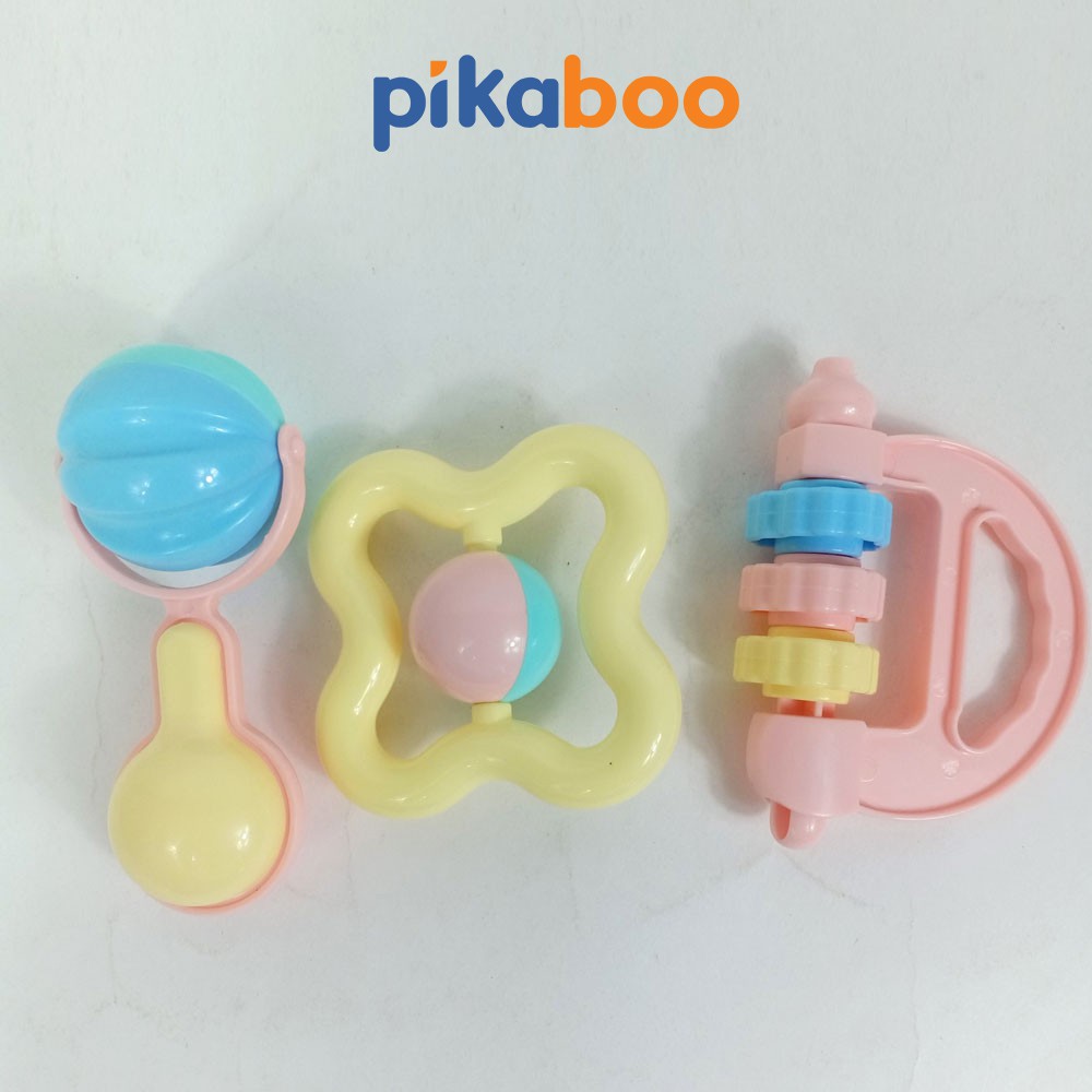 Đồ chơi xúc xắc lục lạc Pikaboo cao cấp 8 món thiết kế từ nhựa ABS màu sắc phong phú giúp kích thích thị giác