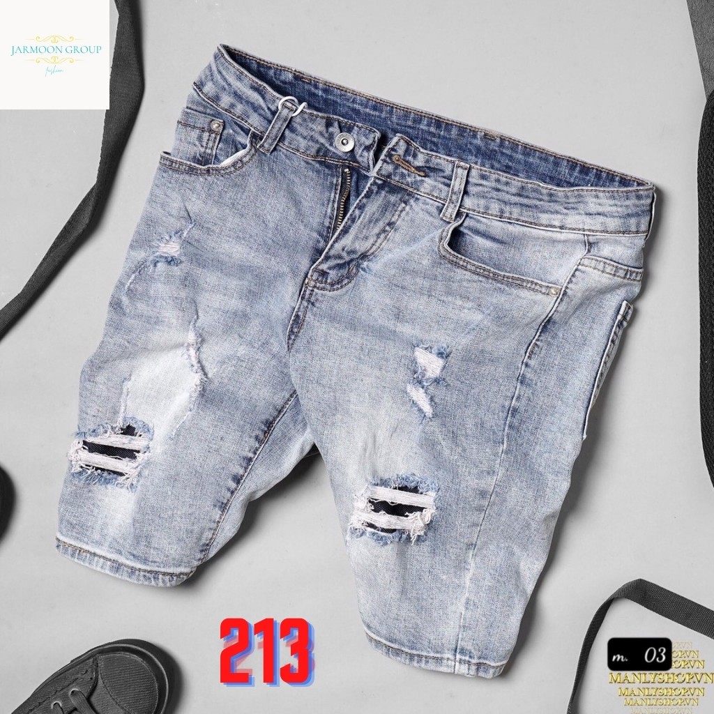 Quần Short Nam AD213JM Short Jean Nam Chất Bò VNXK Co Dãn Cao Cấp Rách Xước Cao Cấp SHV Giá Gốc Tận Xưởng (44-70KG)