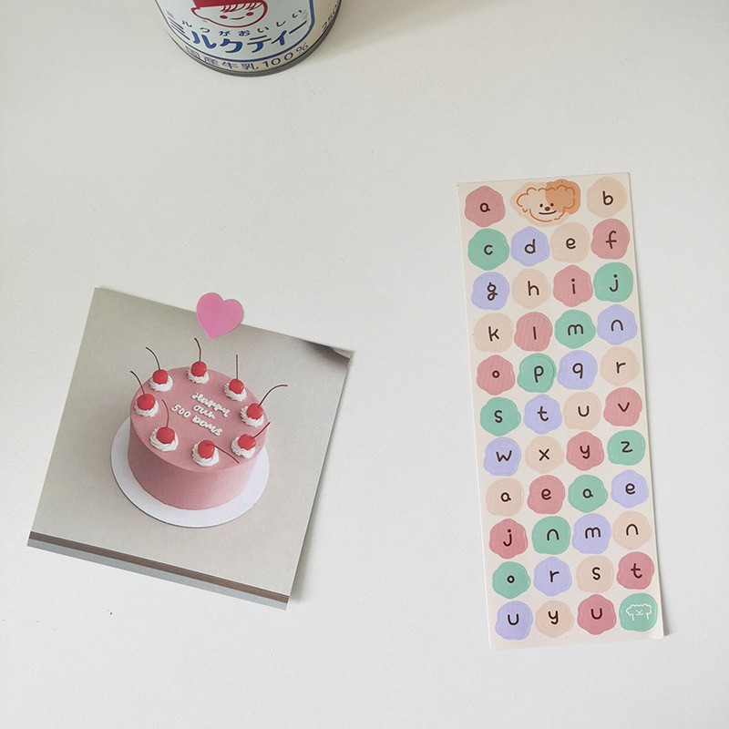 Tấm Sticker Chữ Cái Màu Pastel Hàn Quốc - Hình Dán Alphabet màu dễ thương