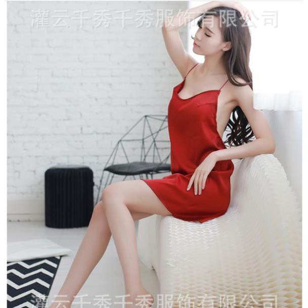 Váy ngủ lụa K18 - Váy ngủ hai dây - Váy ngủ lụa phi bóng mềm - Váy ngủ sexy - Váy ngủ đẹp - Đầm ngủ mặc nhà hai dây  ྇