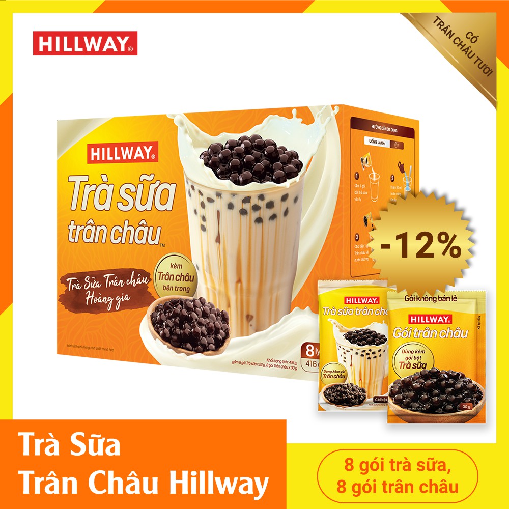 Trà sữa trân châu tự pha Hillway 260g (5 combo trà+trân châu) Trà sữa pha sẵn có chân châu thật Phong cách Đài Loan