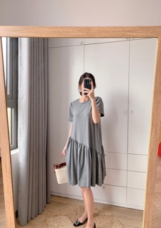V14 - Váy suông cotton đuôi cá lệch