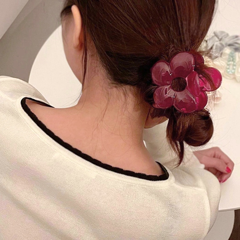 Kẹp Tóc Càng Cua Trong Suốt Bằng Acrylic Tạo Hình Bông Hoa Xinh Xắn Dành Cho Bé Gái