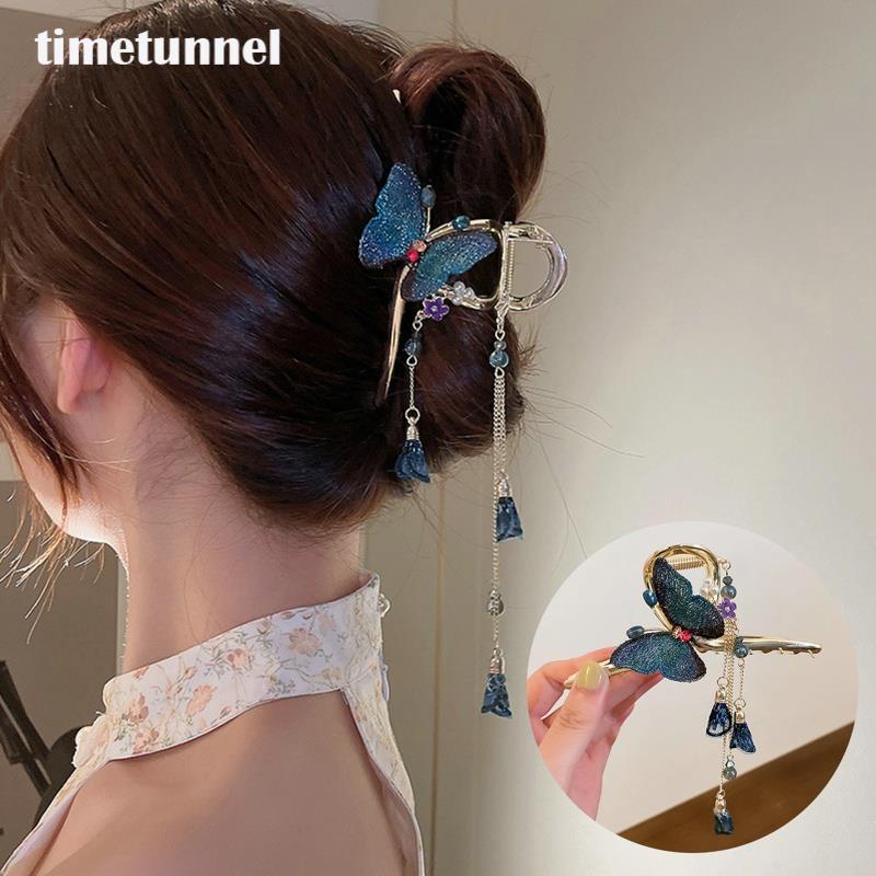 Kẹp Tóc Hình Bướm Thêu Màu Xanh Dương / Tím Thời Trang Cho Nữ