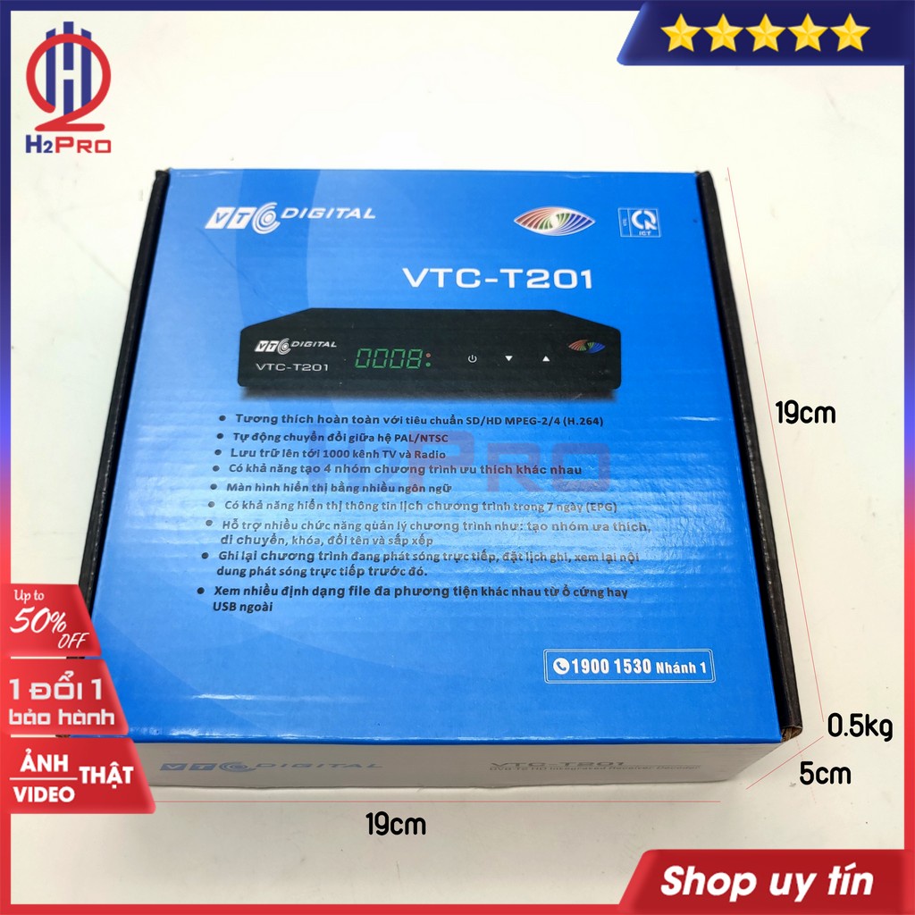 Đầu Thu Kỹ Thuật Số DVB T2 VTC-T201 Xem Truyền Hình Miễn Phí-Sắc Nét-Đa Kênh, Đầu Thu DVB T2 Cao Cấp-H2pro Tech