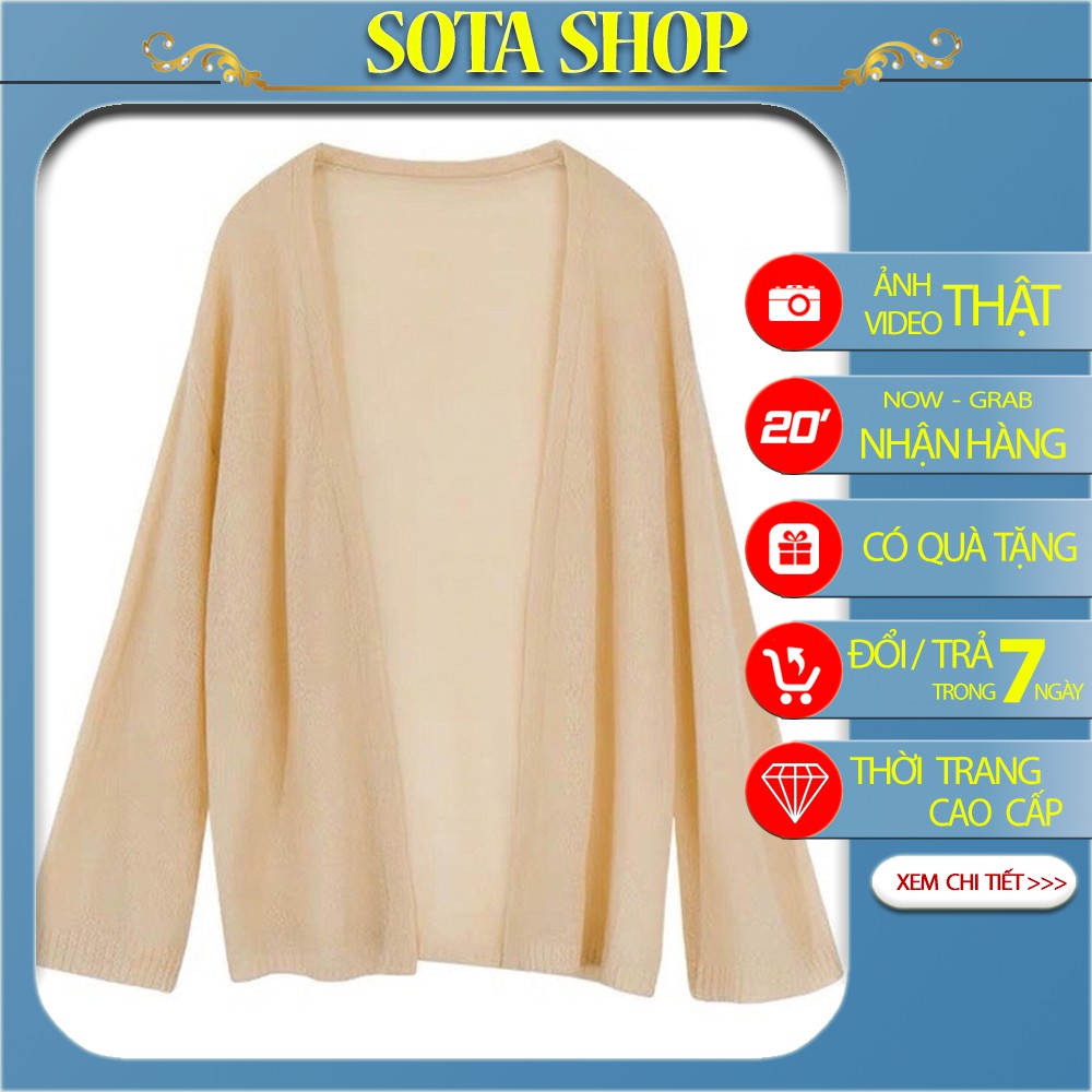 Áo cardigan dệt kim tay dài dáng rộng phong cách retro, Áo khoác len nữ Sota Shop