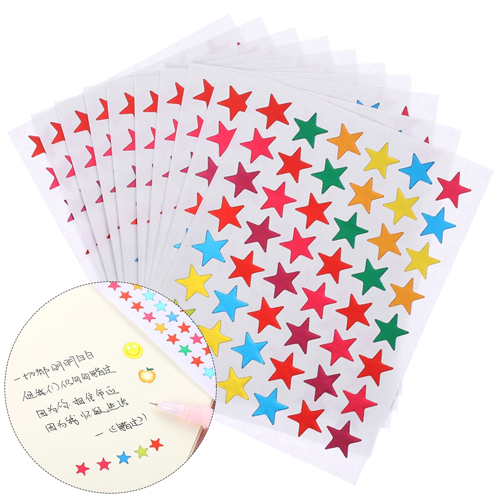 Set 10 tờ sticker dán trang trí hình ngôi sao năm cánh