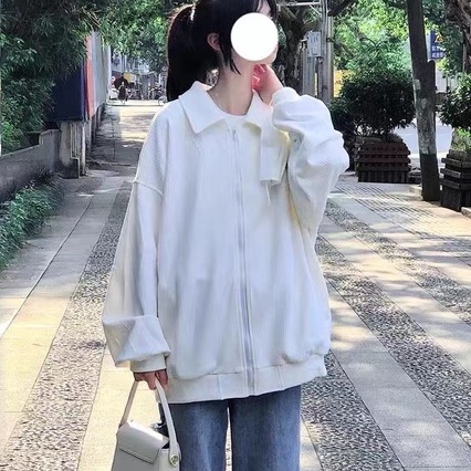 ZHELIHANGFEI Áo Khoác Bóng Chày Tay Dài Cổ POLO Phong Cách Preppy Nhật Bản Dễ Phối Đồ