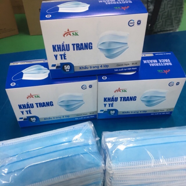 Khẩu Trang  FREESHIP  Khẩu Trang Y Tế 4 Lớp Lọc Bụi Kháng Khuẩn TOÀN PHÁT Chất Liệu Dày Dặn Chuẩn Chính Hãng 1 Hộp 50