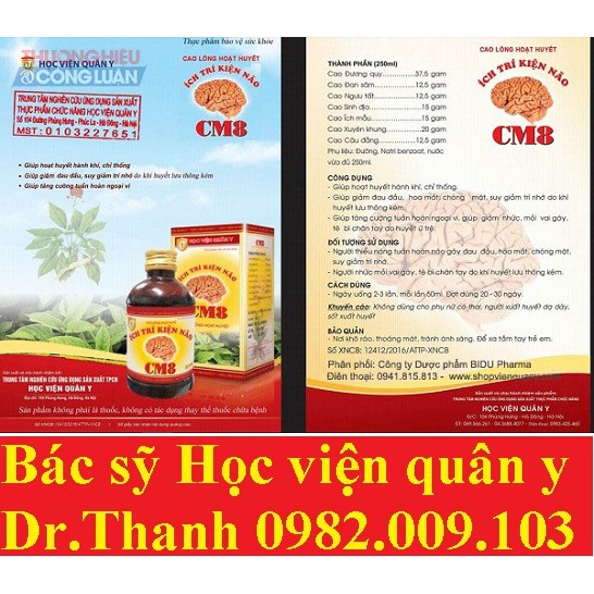 ích trí kiện não Hoạt huyết dưỡng não [cm3/cm8 nhất nhất traphaco] (bổ não, cải thiện tăng cường trí nhớ)