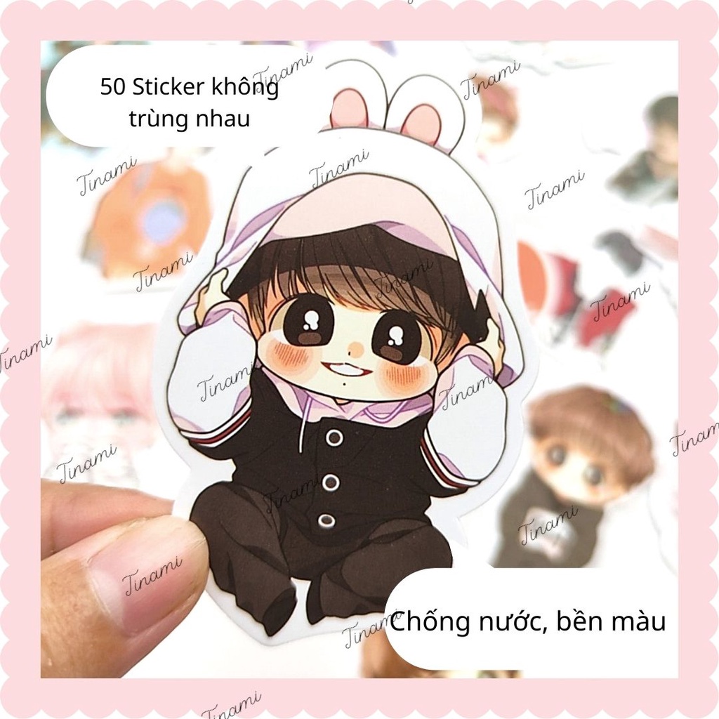 40 Sticker hình dán chống nước Idol BTS hình to ép lụa trang trí sưu tầm làm quà Tinami BTS-002