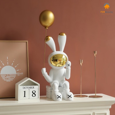 Combo 2 set Mô hình trưng bày decor trang trí Bearbrick thỏ trắng decor - Mô hình tượng Bearbrick trang trí đẹp