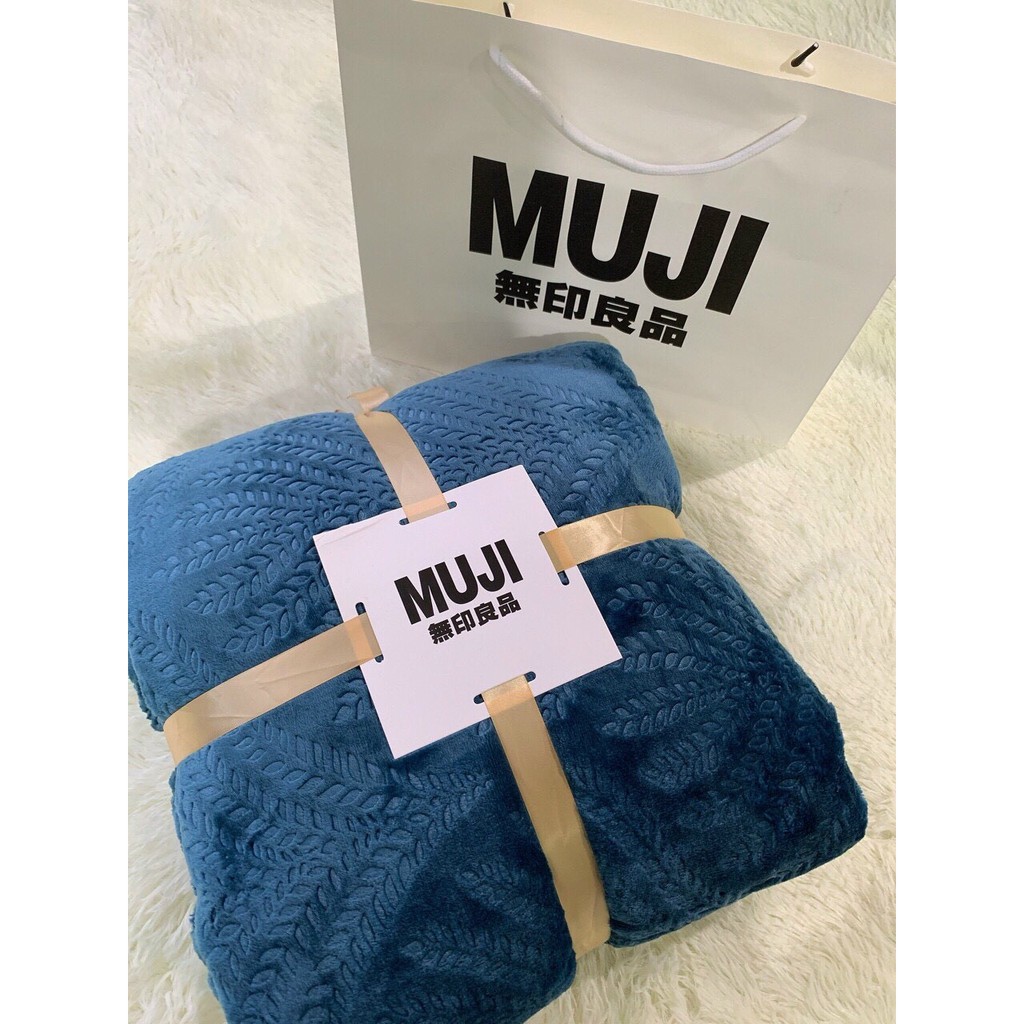 Chăn Muji ép vân hoa lúa mạch - Chăn tuyết muji hoa ép lúa mạch - Chăn muji hoa lúa mạch