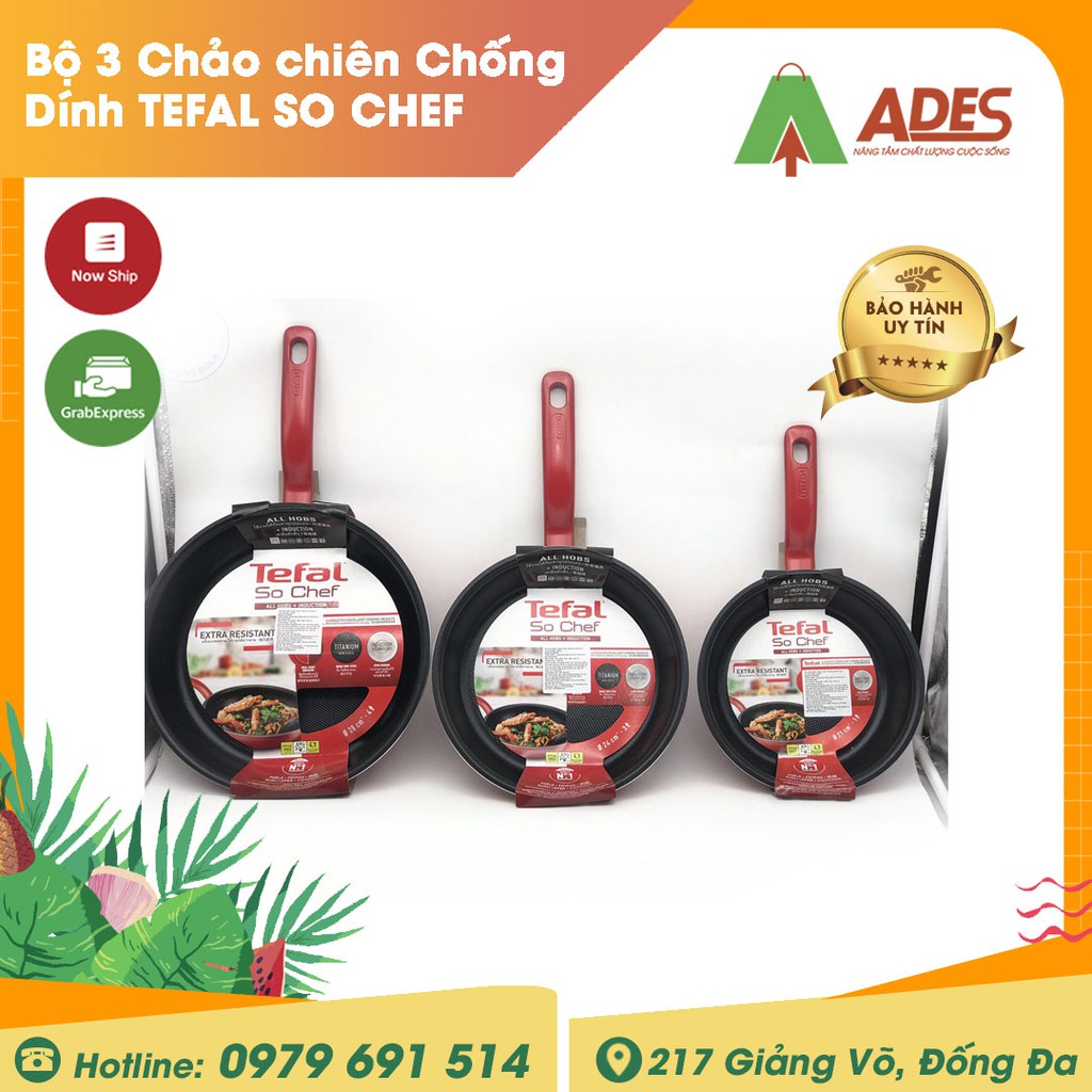 Bộ 3 Chảo chiên Chống Dính TEFAL SO CHEF 21cm 24cm 28cm