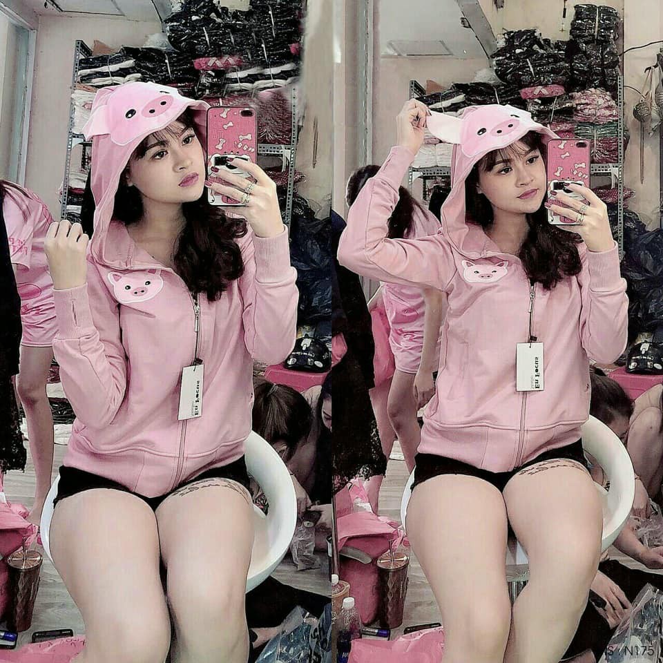 Áo Da Cá Heo Thêu Dễ Thương, Năng Động - SP Y Hình