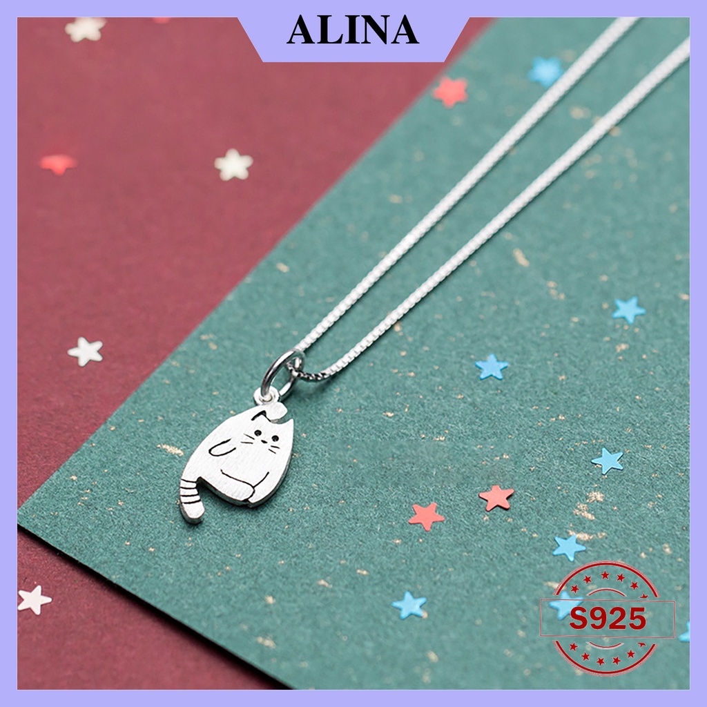 Dây Chuyền Bạc 925 Alina Mèo Vòng Cổ Con Vật Đơn Giản 0119