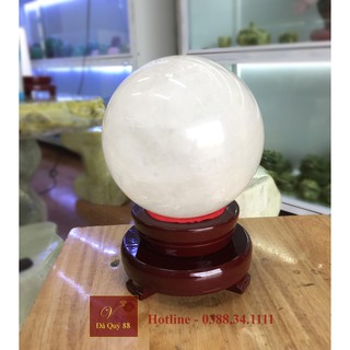 Quả Cầu Phong Thủy Đá Hoa Cương Trắng Tự Nhiên 12,7cm Mênh Thủy, Kim