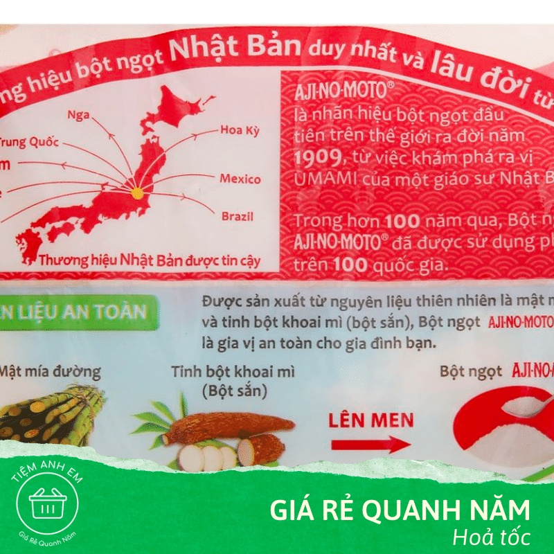 Bột ngọt hạt lớn Ajinomoto gói 400g, 454g, 1Kg