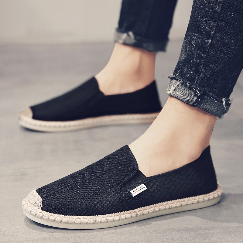 Slip on nam - Giày lười vải nam cao cấp - Vải bố màu đen - Mã SP 2917