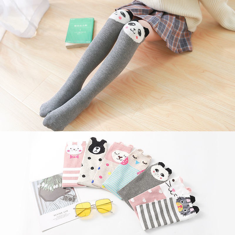 Tất Cotton Cao Đến Gối Hình Mèo Hoạt Hình Vui Nhộn Cho Bé Gái 3-15 Tuổi