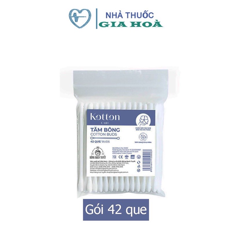 Tăm bông Bạch Tuyết (Người lớn) Cotton Buds giúp vệ sinh, lấy ráy tai, trang điểm - Lốc 10 gói