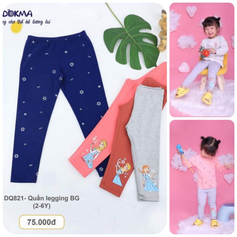 (2,3,5,6 tuổi) Quần dài legging bé gái Dokma, chất cotton Mỹ mềm mát (KQ2-DQ821)