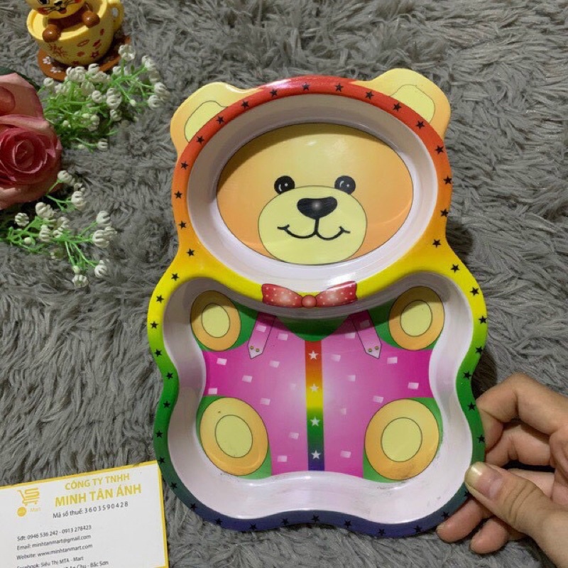 Khay Ăn Dặm 2 Ngăn Hình Gấu Dành Cho Bé