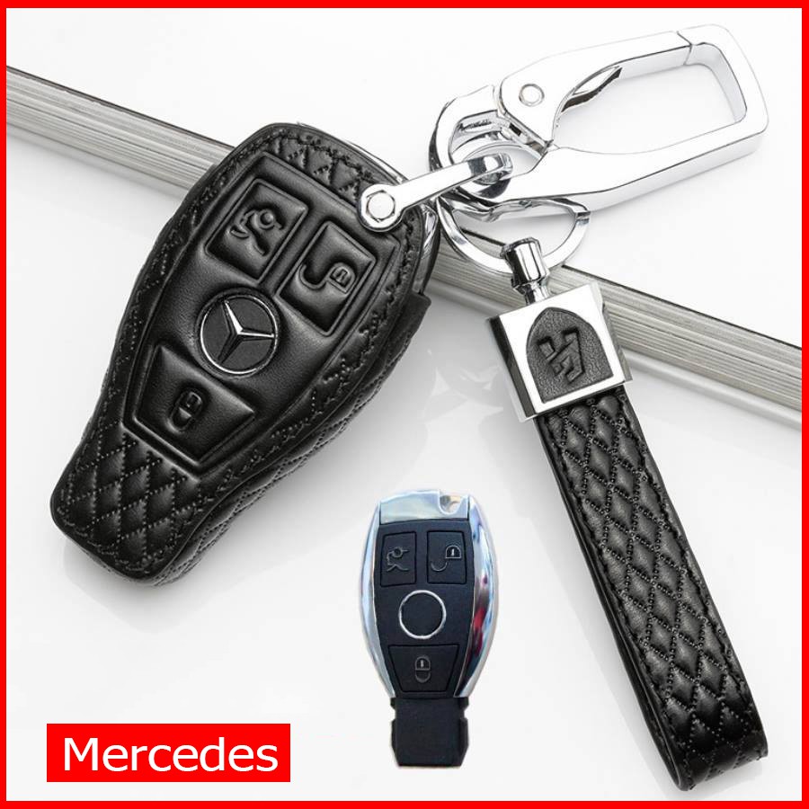 [Mã LIFEAUMAY giảm 10% tối đa 30k đơn 150k] Bao da chìa khóa xe ô tô Mercedes màu đen hàng cao cấp loại đẹp M1