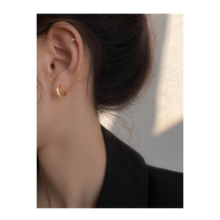 Khuyên Tai Tròn Mini 10mm 12mm 14mm Màu Vàng Kim Cho Nam Nữ