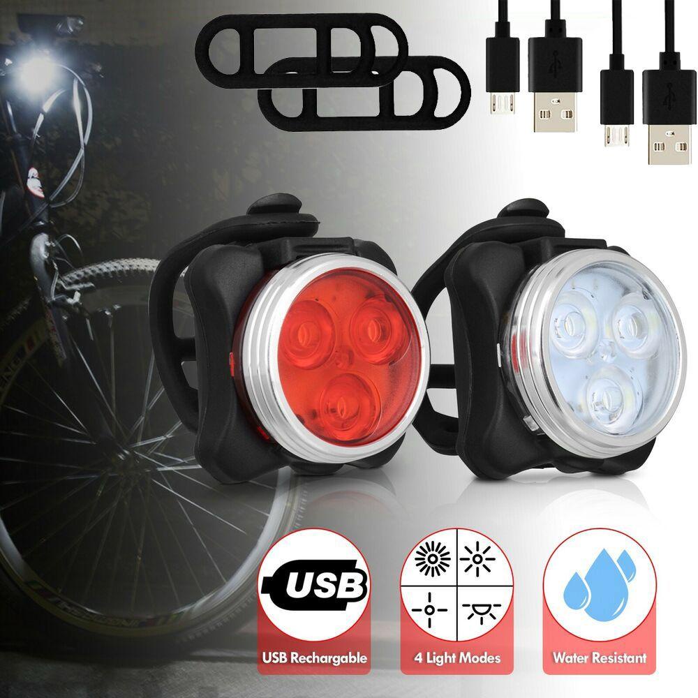 MUVAKO 1 Bộ Đèn Pha Gắn Phía Trước Và Sau Xe Đạp Leo Núi Có Thể Sạc Lại Bằng Cổng USB