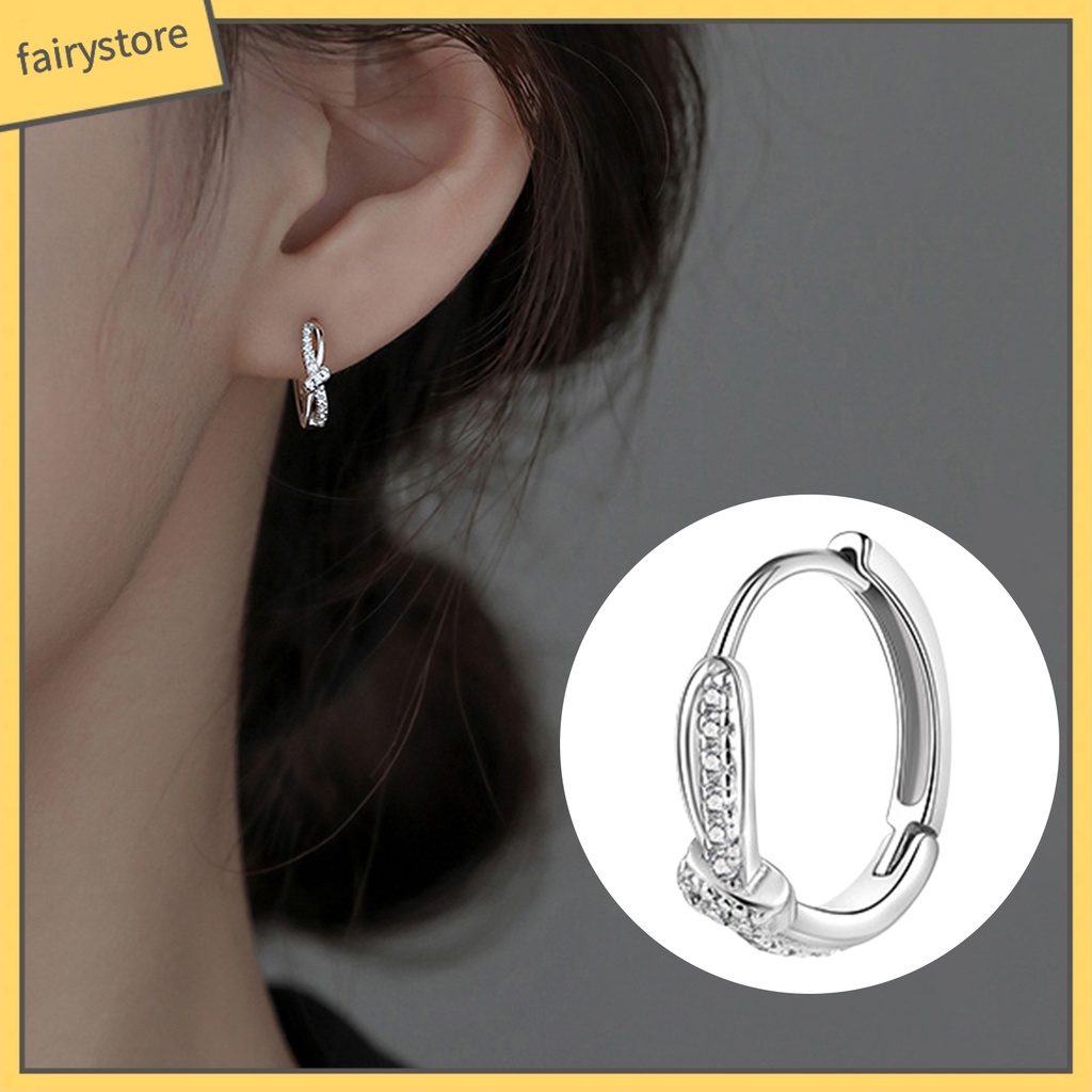 1 Đôi Bông Tai Hình Khối Lập Phương Xoắn Đính Đá Zircon Phong Cách Hàn Quốc Sang Trọng Dành Cho Nữ