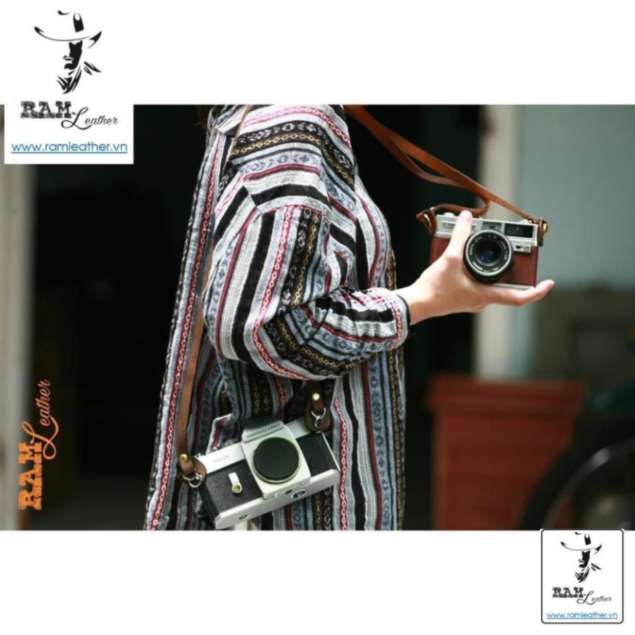 DÂY MÁY ẢNH FILM DA BÒ SÁP NGỰA ĐIÊN  CỰC CHẤT  VINTAGE - RAM A2 ,