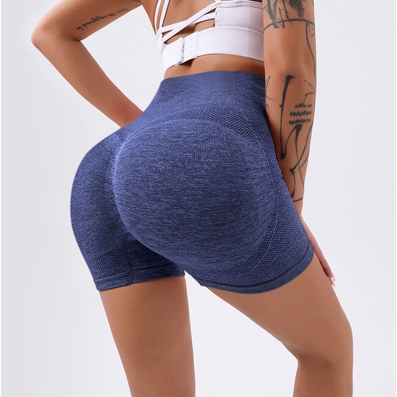 Quần short ôm sát lưng cao không đường may cho nữ tập thể thao