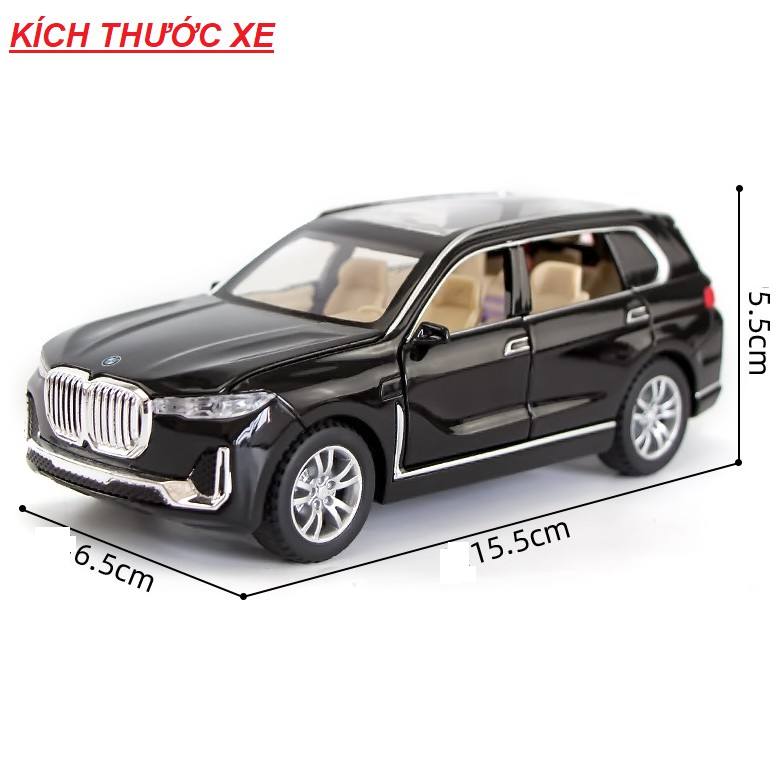 Xe mô hình ô tô BMW X7 tỉ lệ 1:32 bằng kim loại có âm thanh và đèn mở các cửa