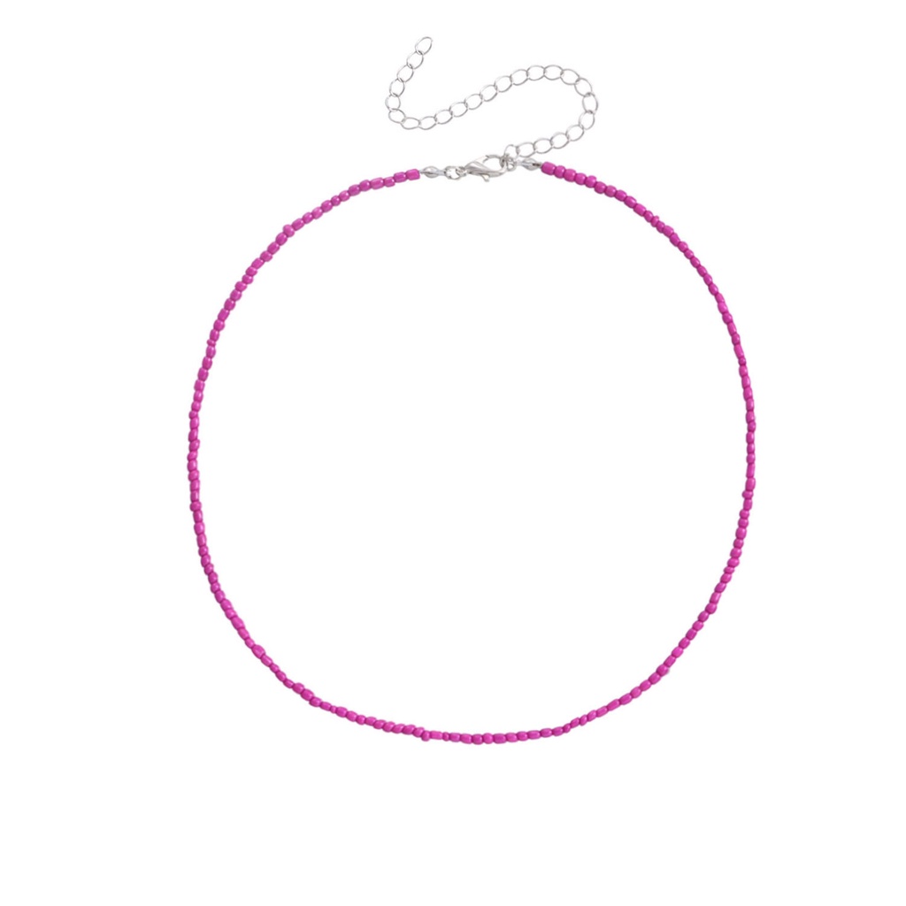 (0274) Vòng Cổ Choker Chuỗi Hạt Nhựa Nhỏ Nhiều Màu Phong Cách Bohemian