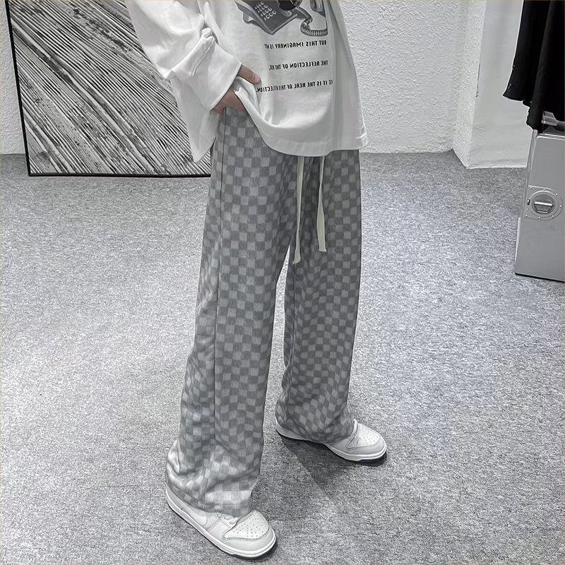 Quần Dài Thể Thao Ống Rộng Họa Tiết Sọc Caro Phong Cách Retro Thời Trang Cho Nam Và Nữ quần vải ống rộng nam