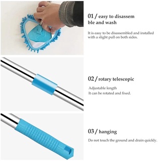 [Mini Mop & Mop Head, Universal Lazy Triangle Mop] [Telescopic Long-handled Cleaning Tools] [Strong Suction & Wet & Dry Dual-use & 180 ° Dust No Dead Ends] [for Bathroom Toilets & Windows & Doors & Ceilings]