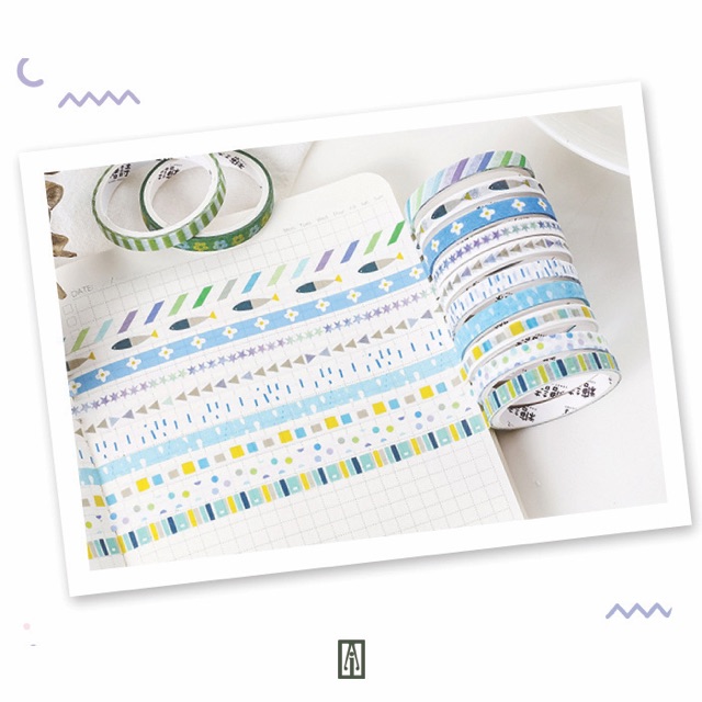 Set băng keo trang trí 10 cuộn - Foil washi tape set