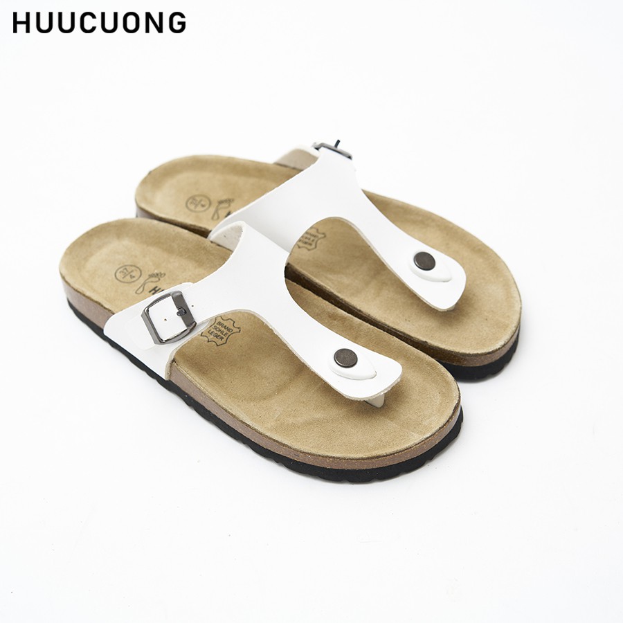 Dép nữ HuuCuong kẹp ngón trắng đế trấu handmade