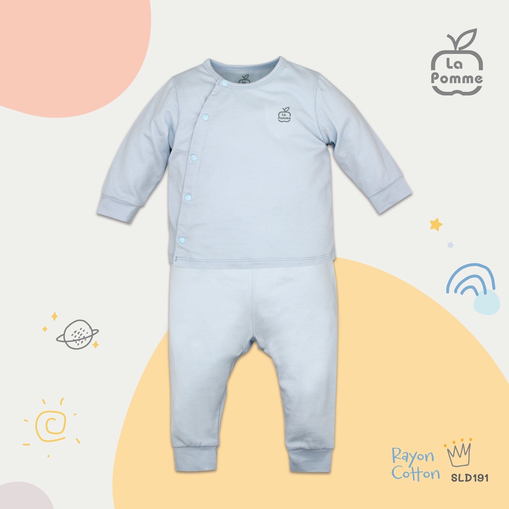 Set combo La Pomme Cotton cài chéo cài giữa body dài tay sơ sinh cao cấp mềm mịn cho bé trai bé gái SLS190 SLD191 JL050