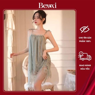 Váy ngủ 2 dây cột nơ dáng suông + chip - va2008