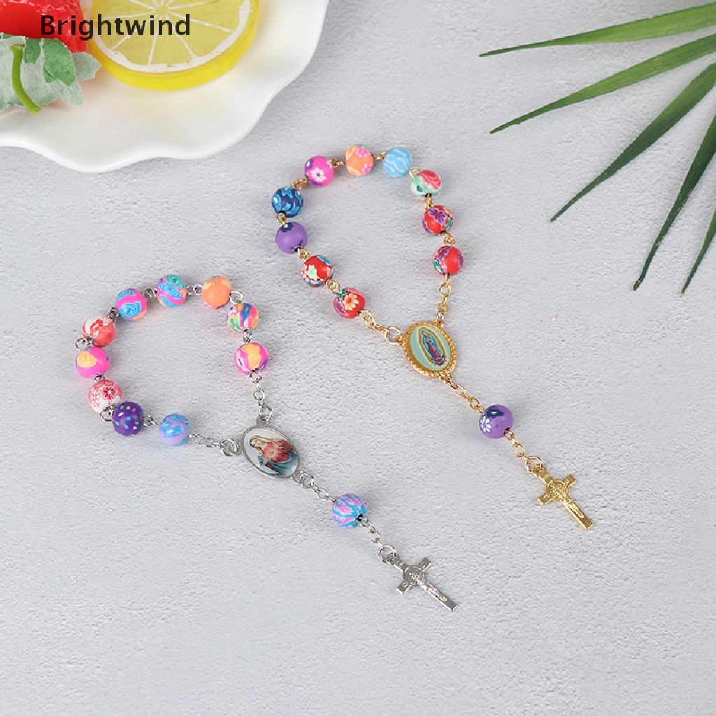 [Brightwind] Rosary Bead Bracelet Catholic Pendant Virgin Mary Christian Religious Jewelry Hot Sell