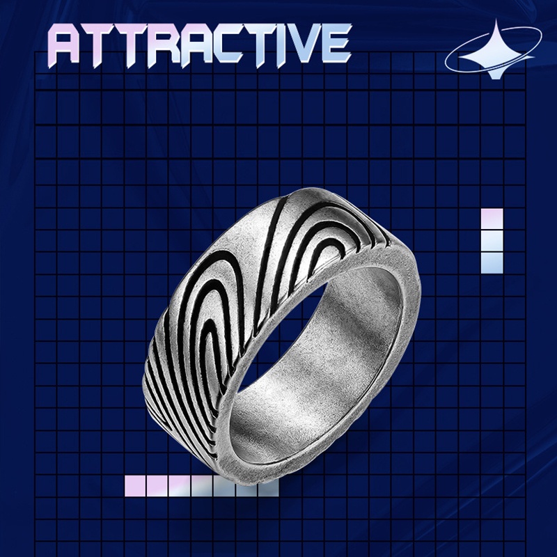 Nhẫn Lớn Nam nữ Sọc bất thường Sáng tạo Cổ điển Làm như cũ Bạc Thái Phong cách Vòng đuôi Âu Mỹ Phong cách NH-196