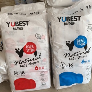 Bỉm Yubest dán/quần nội địa Trung đủ size S90/M84/L78/XL72/XXL66