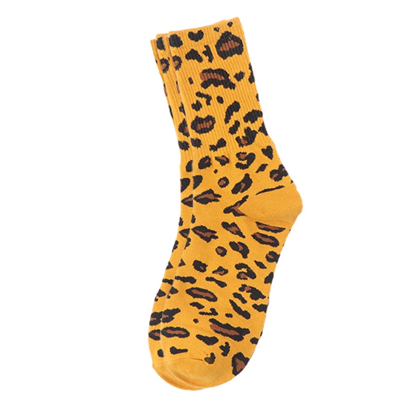 Vớ Cotton Cổ Vừa In Họa Tiết Da Báo Vui Nhộn Thời Trang Cho Nữ