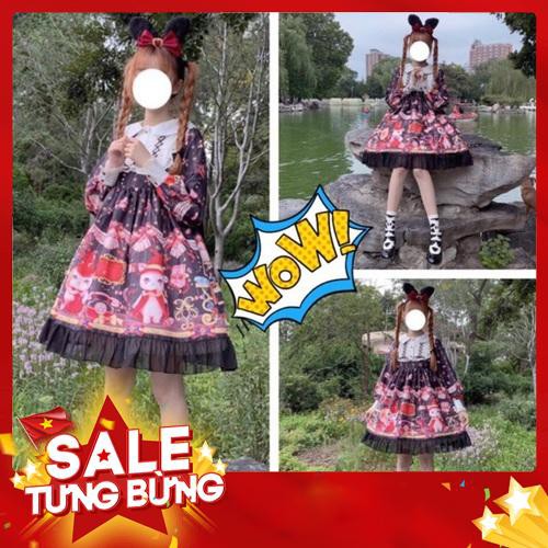 Đầm lolita mèo đen tay dài - Hàng nhập khẩu