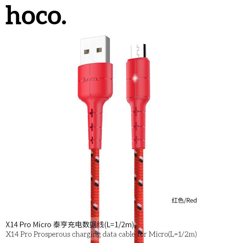 Cáp Sạc Micro USB Hoco X14 Pro Hỗ Trợ Sạc Nhanh 3A Max-Tự Ngắt Khi Pin Đầy - LED Báo Sạc